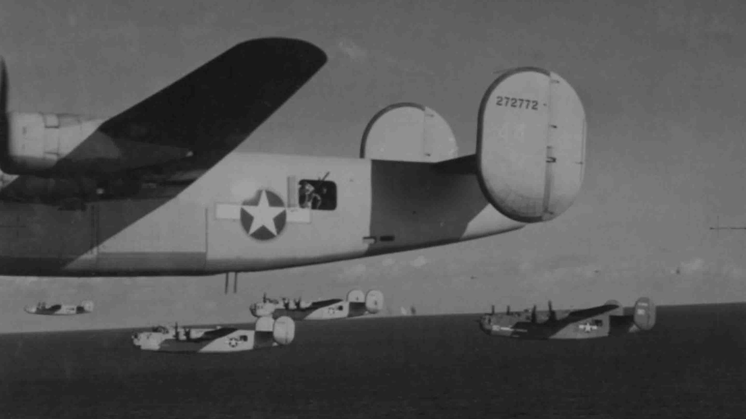 USAAF B-24 Liberators flying in formation, date unknown.