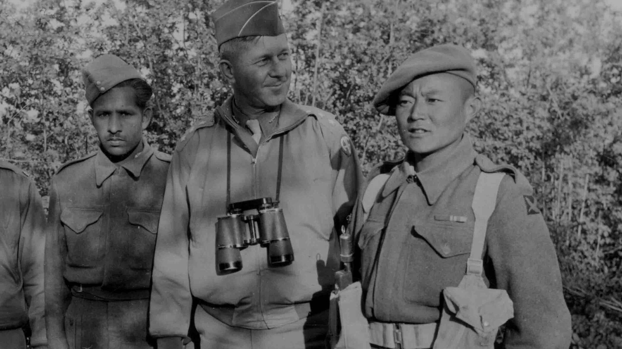 WW2 Ghurka soldier stands to attention.