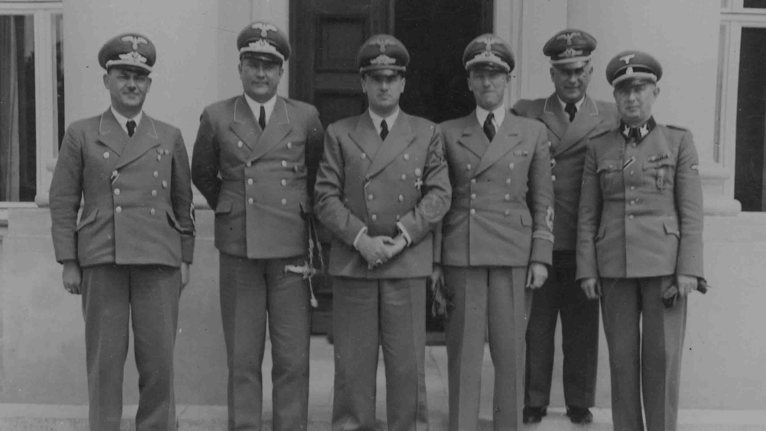 Nazi officials Ernst Kundt, Ludwig Fischer, Hans Frank, Otto Wächter, Ernst Zörner, and Richard Wendler, circa 1942.