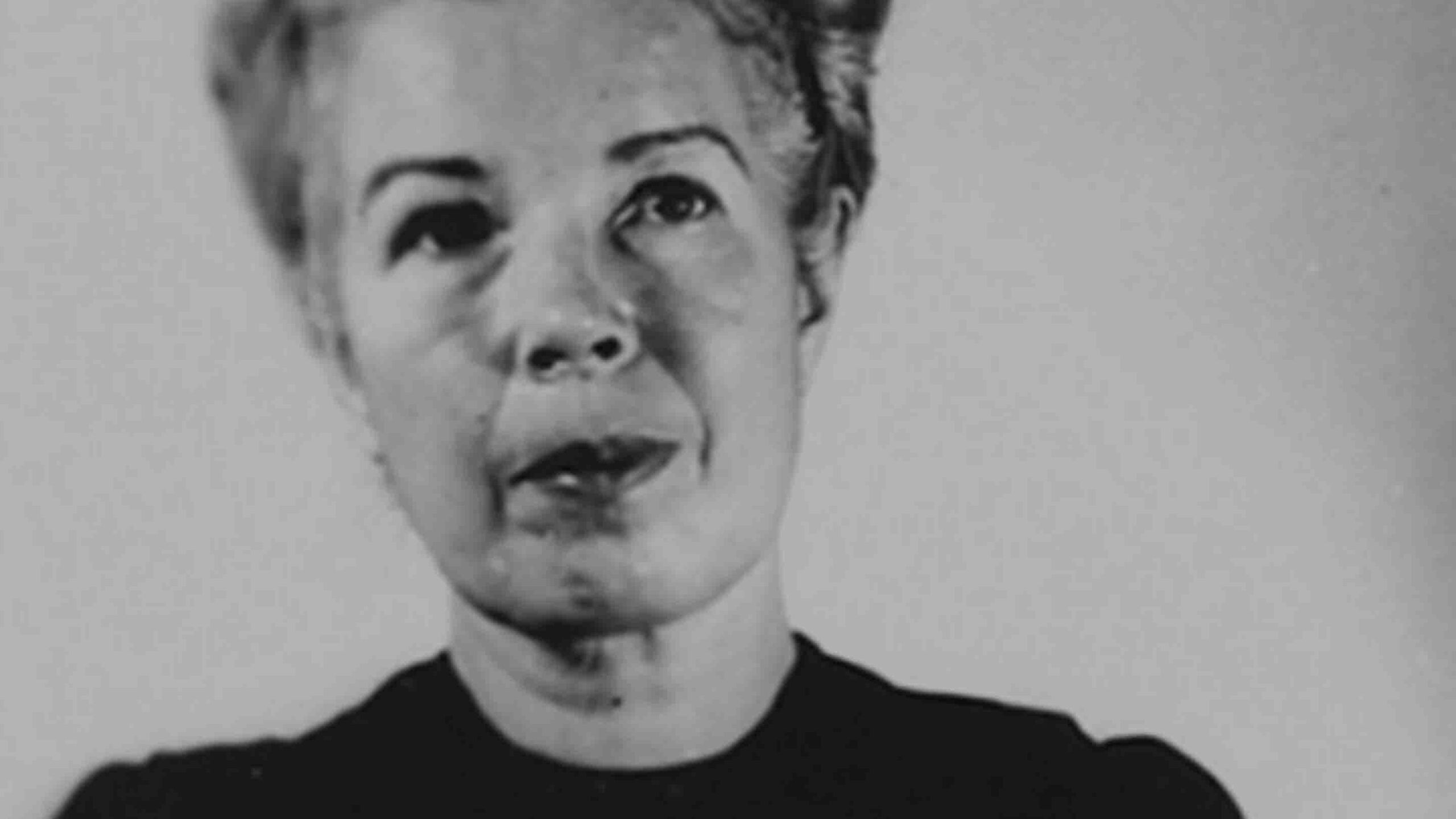 Mugshot of Mildred Gillars, also known as "Axis Sally", 1949.
