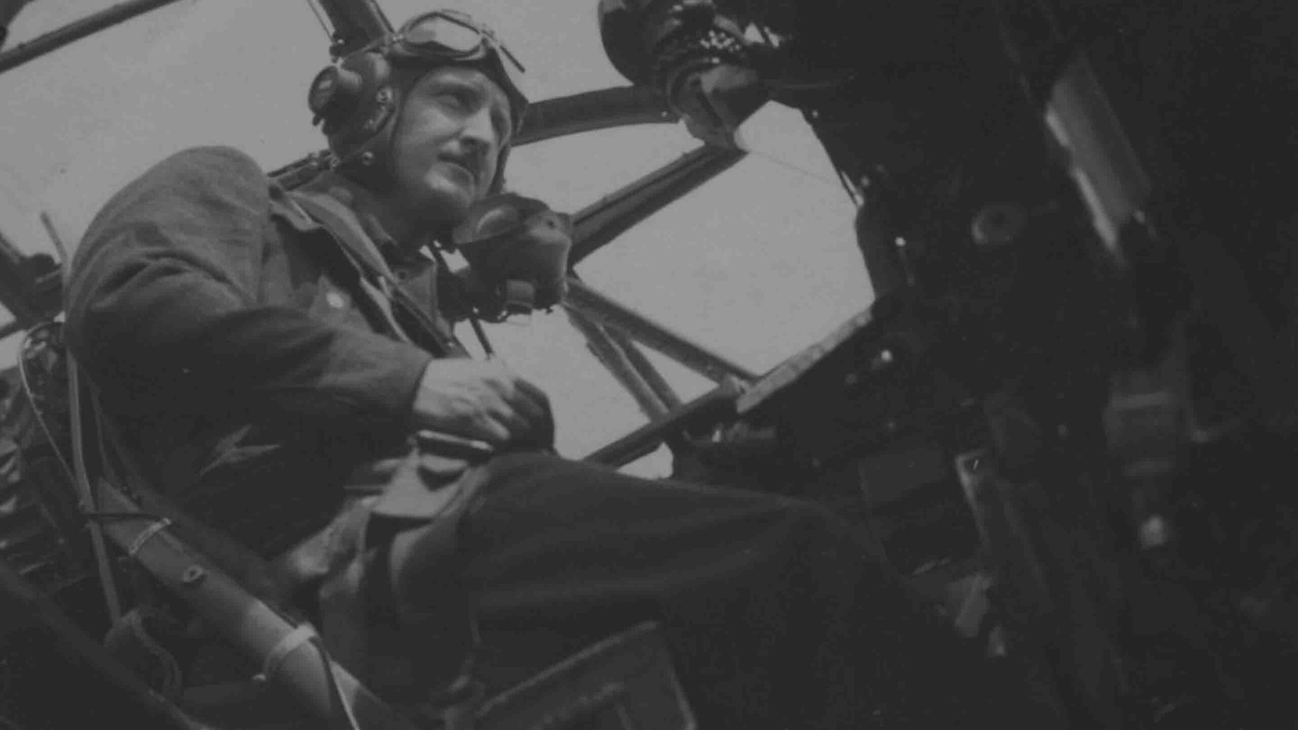 De Havilland Mosquito pilot inside his cockpit.
