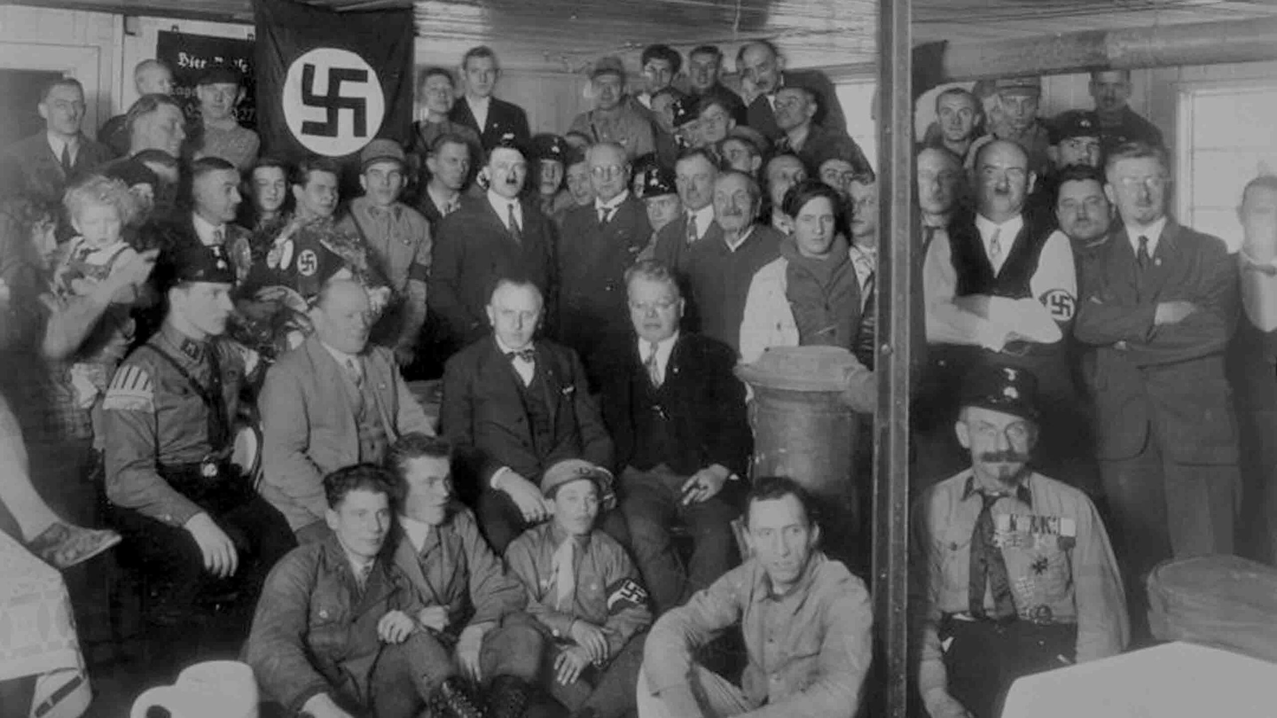 Adolf Hitler and Franz Xaver Schwarz, Munich, 1930 – Adolf Hitler and NSDAP treasurer Franz Xaver Schwarz at the dedication of the renovated Palais Barlow into the Brown House, the party headquarters in Munich.